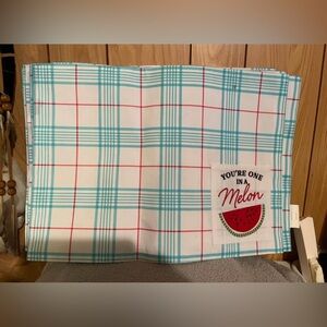 Plaid Placements with Watermelon Design